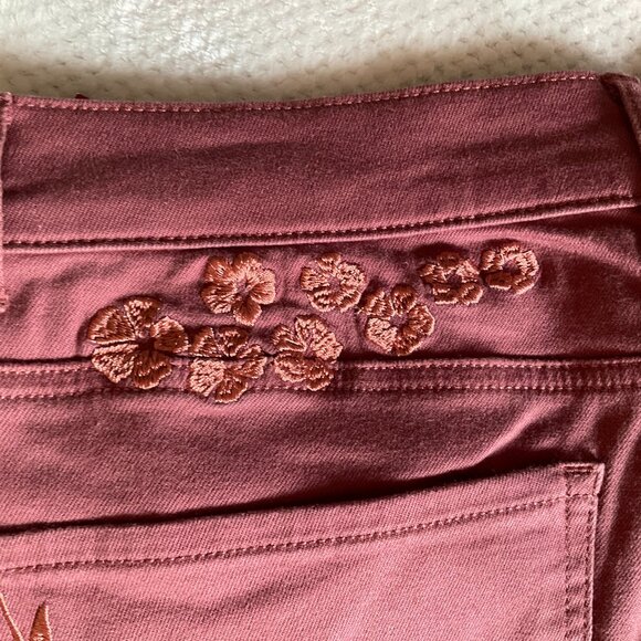 NWT Express Ankle Legging Size 12R Regular Skinny High Rise Pink Embroidered - Picture 3 of 13